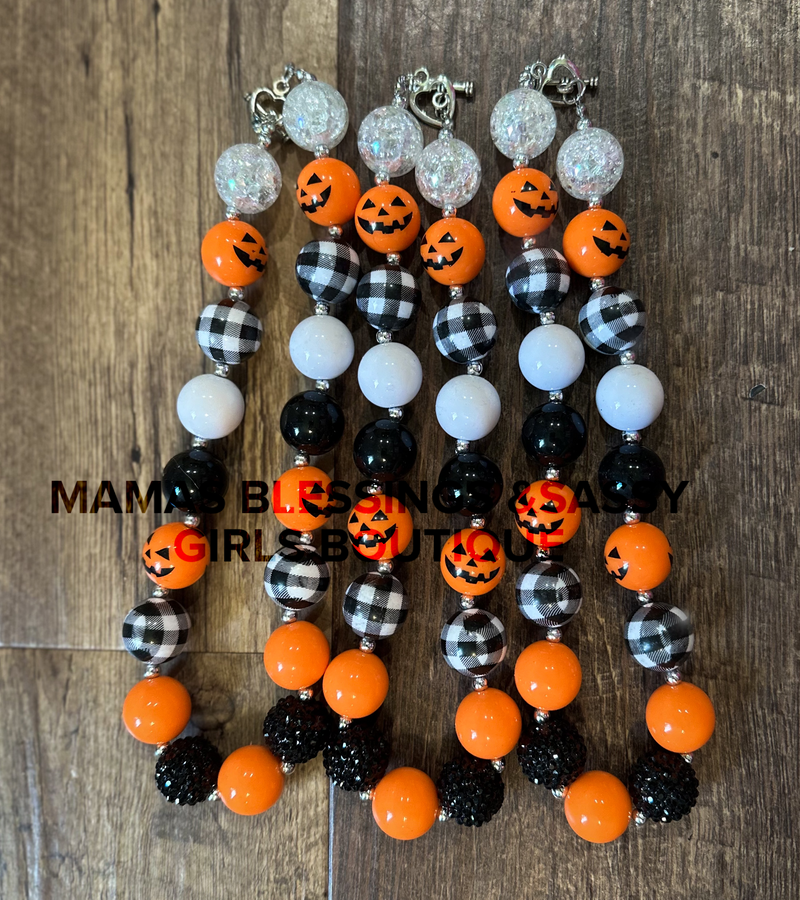 Load image into Gallery viewer, Pumpkin Plaid &amp;Glitz Necklace
