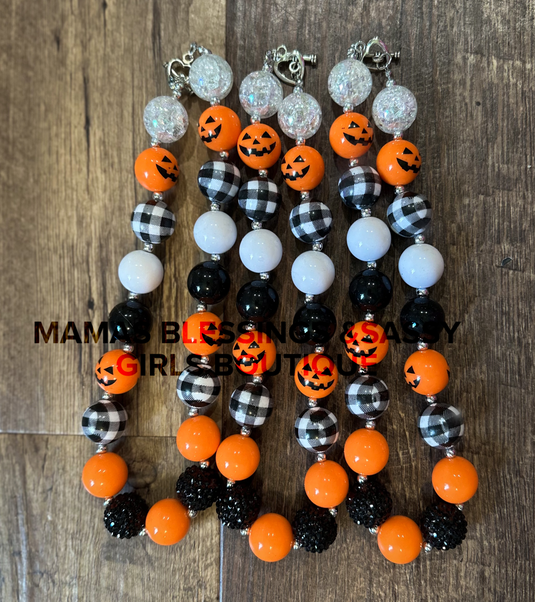 Pumpkin Plaid &Glitz Necklace