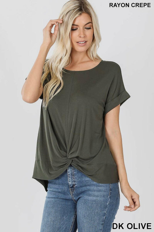 Rayon Span Crepe
Knot-Front Top