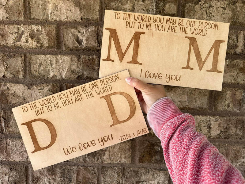 Load image into Gallery viewer, Mom &amp; Dad 6x11 Handprint wood signs
