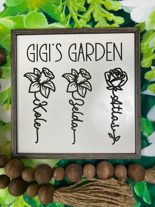 Birth flowers Garden 8x8 sign