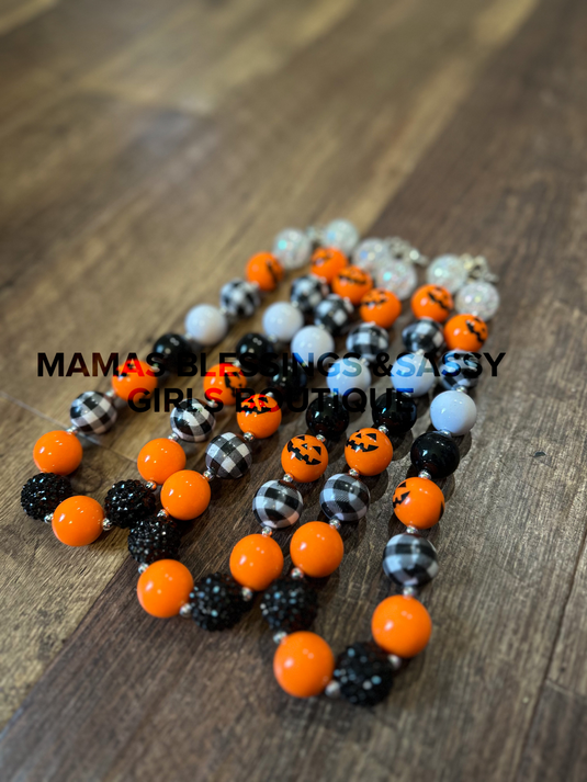 Pumpkin Plaid &Glitz Necklace