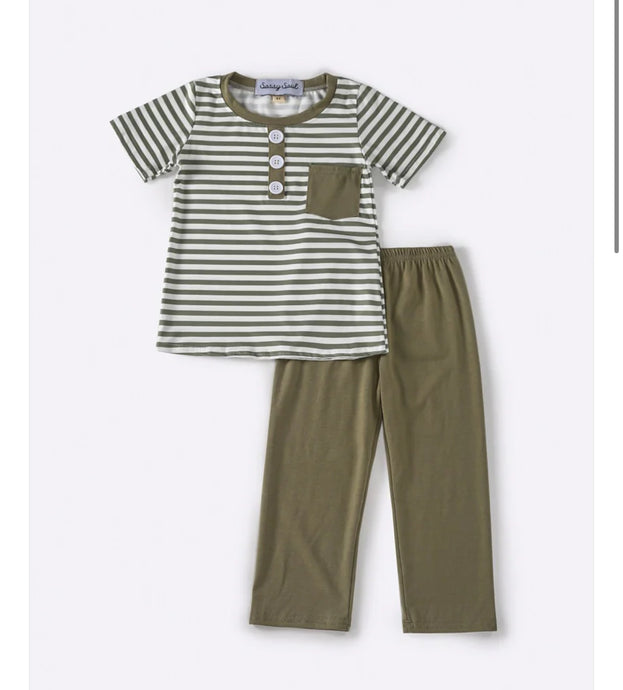 Green Stripes Pant Set