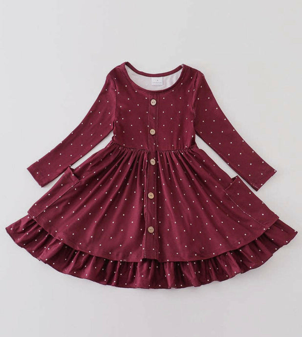 Maroon Dot Dress