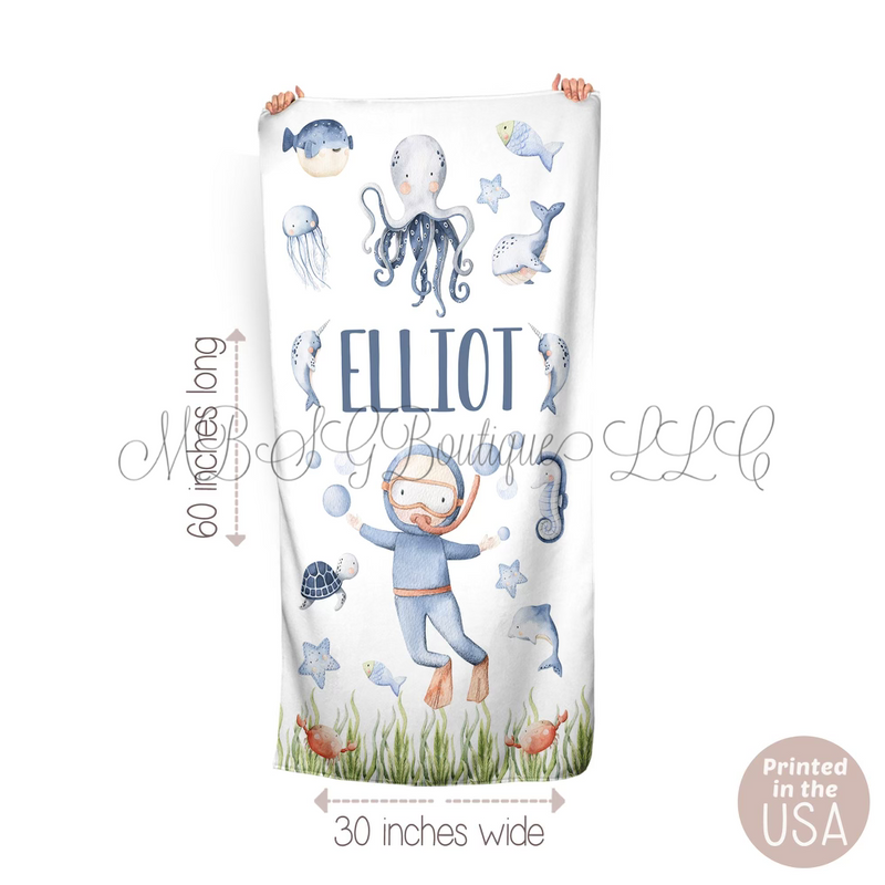 Load image into Gallery viewer, Under the Sea Personalized Towel &amp; Sippy Cup Bundle
