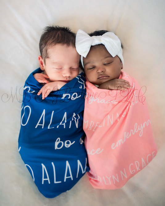 Two Fonts Personalized Swaddles