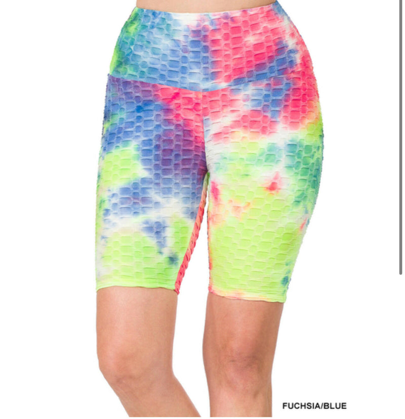 Load image into Gallery viewer, ATHLETIC TIE DYE HIGH WAISTED BIKER SHORTS
