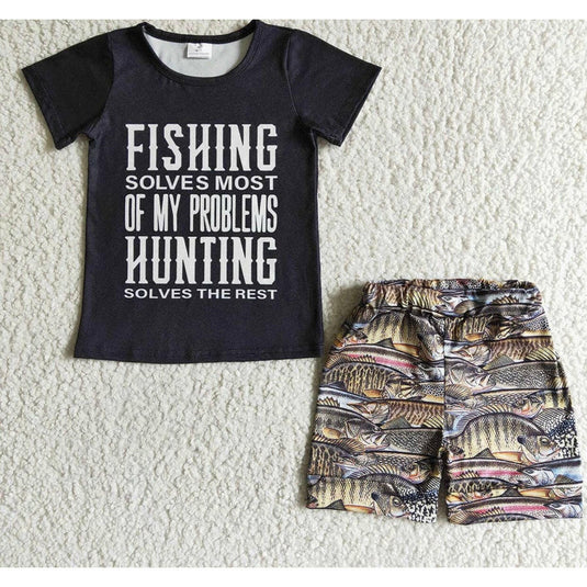 Fishing camo shorts set