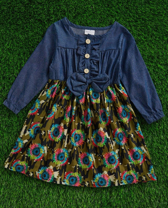 Multi-color sunflower print Dress