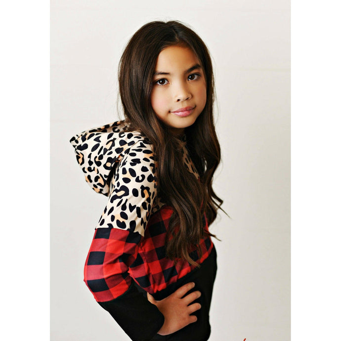 Cheetah/checker hoodie shirt