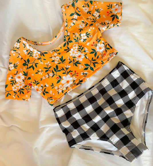 Yellow Floral Bathing suit