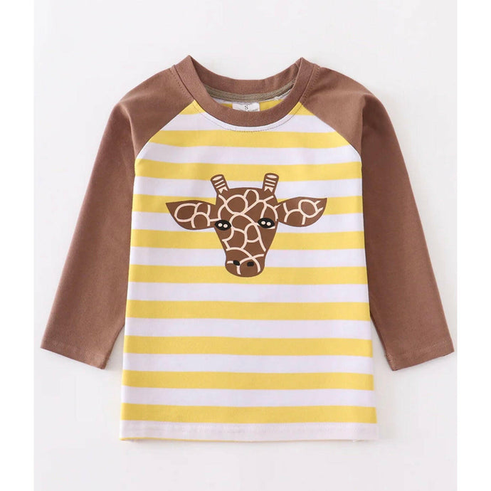 Stripe Giraffe appliqué boy shirt